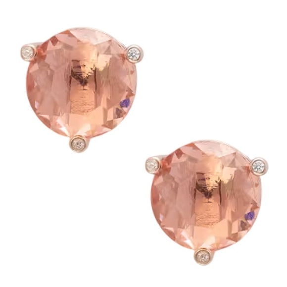 kate spade Jewelry - KATE SPADE • Light Peach Rise And Shine Stud Tri-Prong Rose Gold Earrings